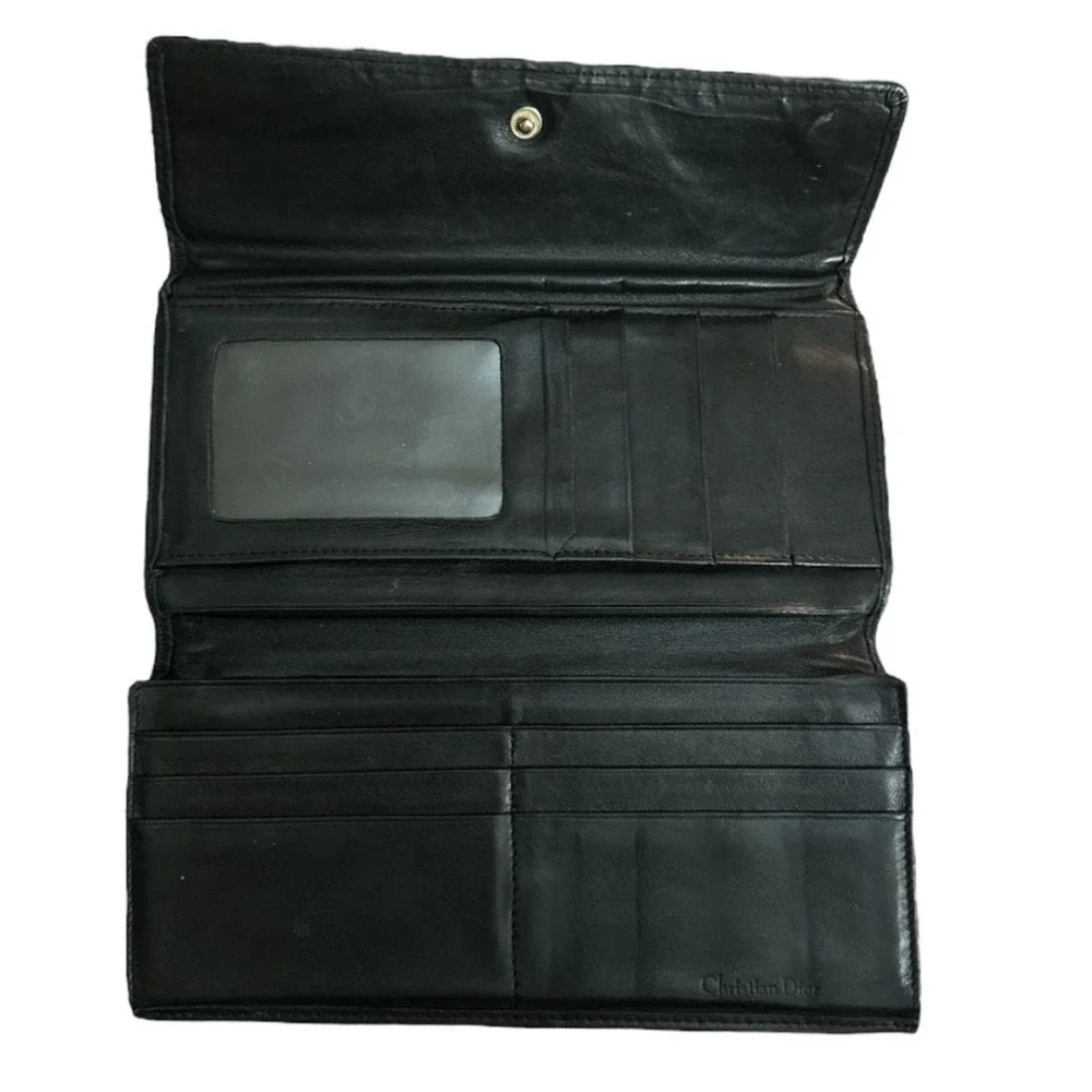 Christian Dior black leather trifold wallet